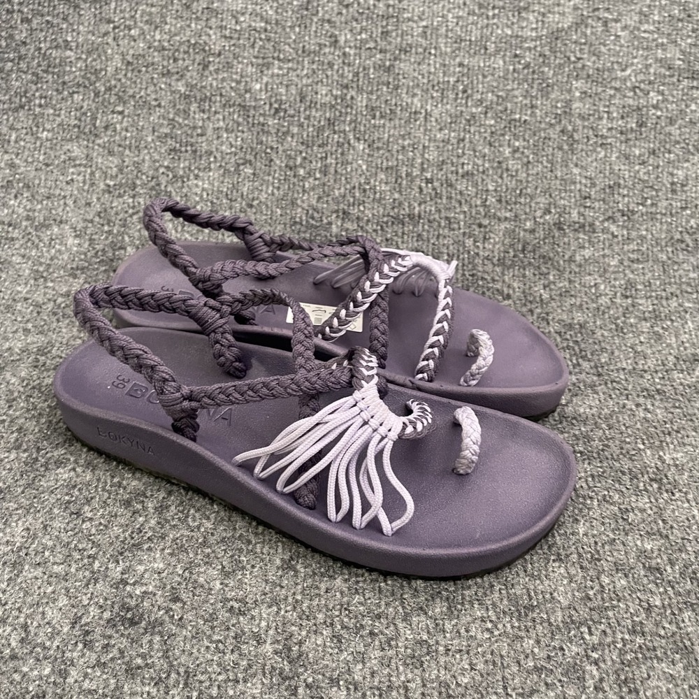 Bokyna Azzurro Sandals Womens Sz 39 Purple Lavender Braided Rope Toe Loop